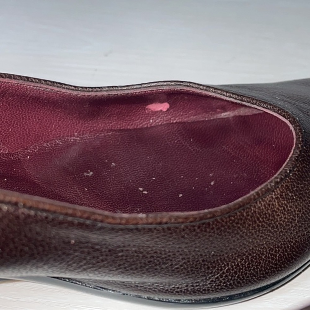 Authentic Gucci Chocolate Brown Classic Pointy Toe Casual Kitten Heel Pump Shoes - Picture 12 of 16